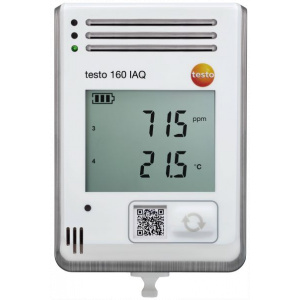 testo 160 IAQ – WiFi data logger with display and integrated sensors for temperature, humidity, CO2 and atmospheric pressure